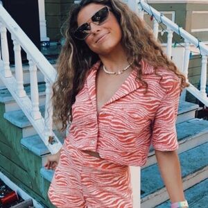 ZARA Jacquard Cropped Knit Top sz M